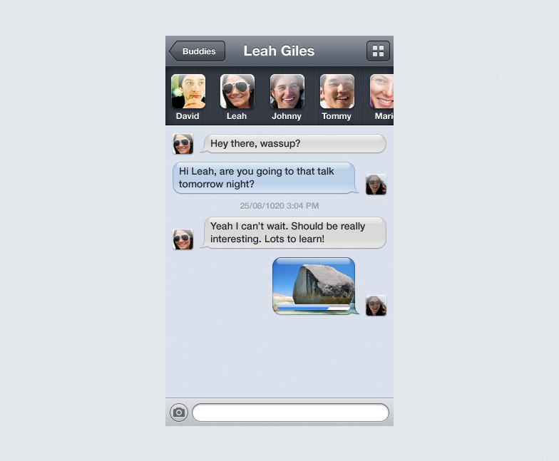 03 Original concept of a 'drawer' that opened between the current conversation and the navigation bar.